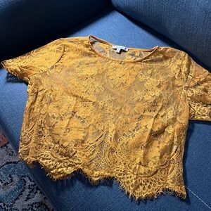 Burnt Orange Size M Sheer Cropped Tee